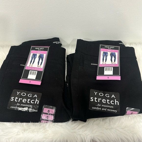 Nine West Denim - Nine West pull on skinny stretch black jegging jeans sz 6 NWT